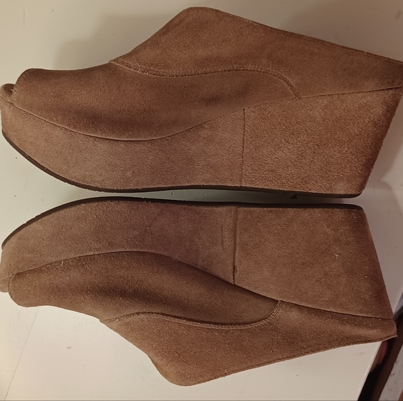 Chocolat Blu Wind Peep Toe Suede Platform Wedge Mule Size 8 - Picture 5 of 10